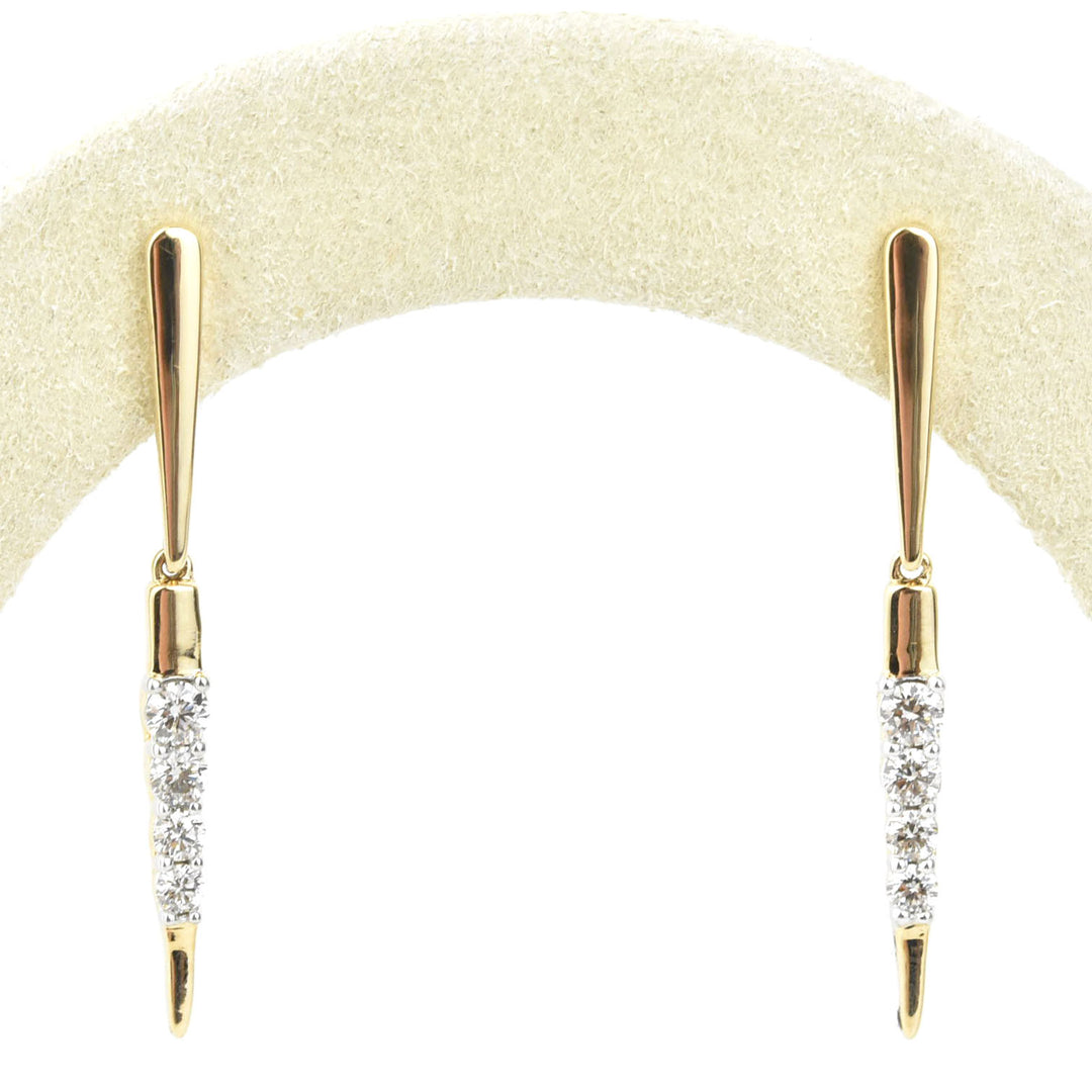 14k Yellow Gold and Diamond Icicle Earrings