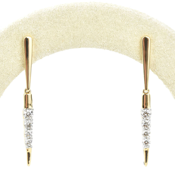 14k Yellow Gold and Diamond Icicle Earrings