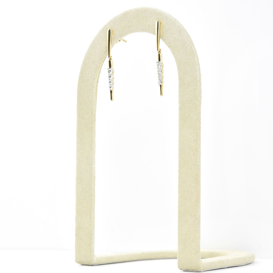 14k Yellow Gold and Diamond Icicle Earrings