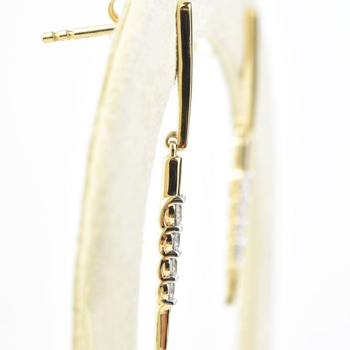 14k Yellow Gold and Diamond Icicle Earrings