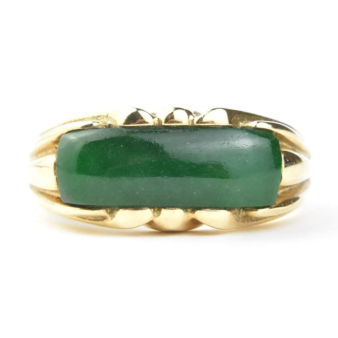 Jade Gents Ring in 14K Yellow Gold