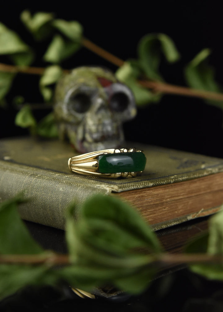 Jade Gents Ring in 14K Yellow Gold