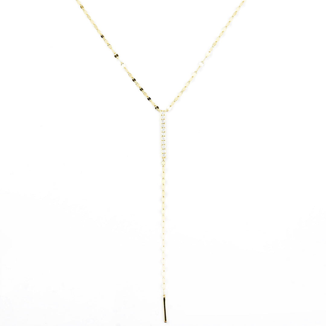 Diamond and Chain Lariat 14k Yellow Gold Necklace - Goldmakers Fine Jewelry