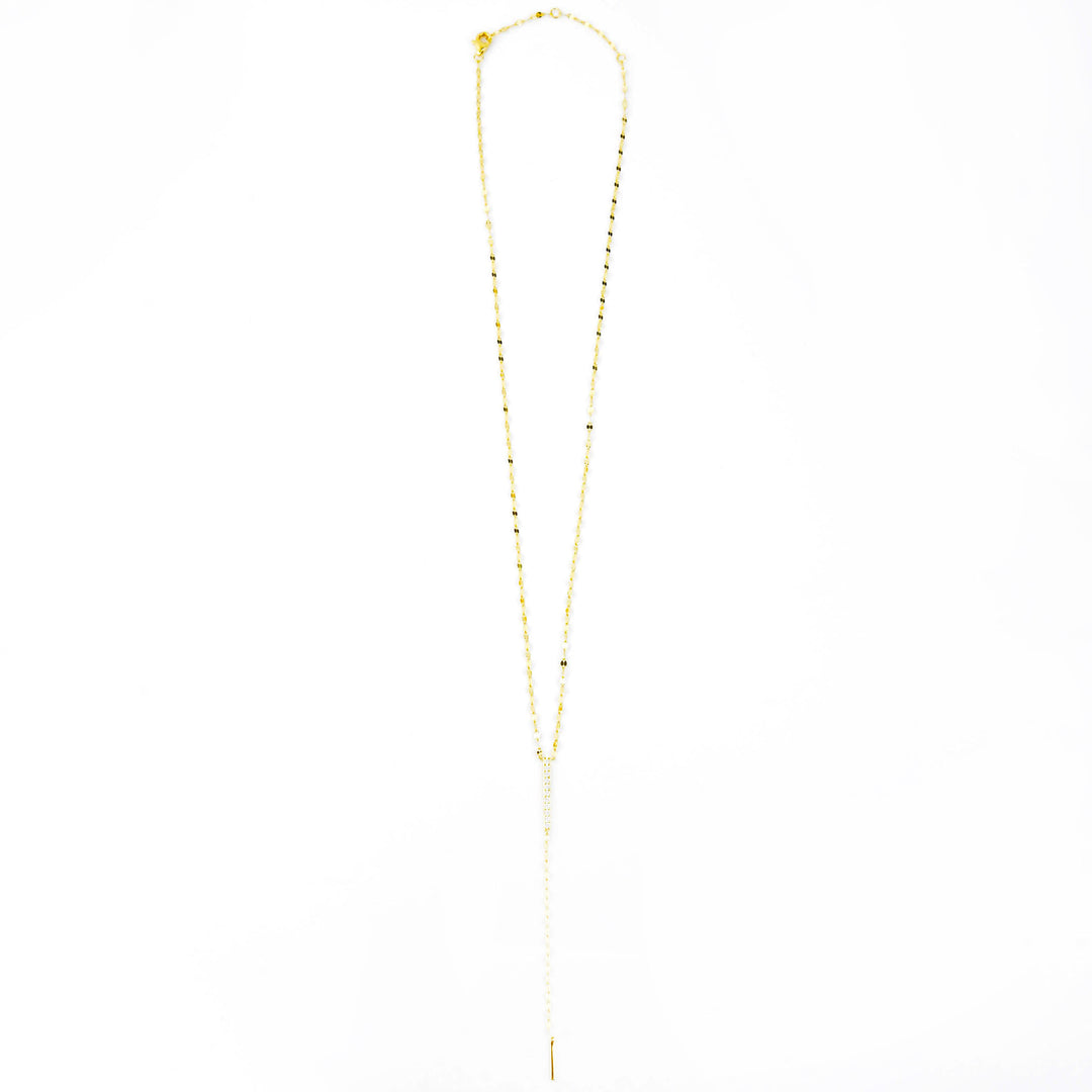 Diamond and Chain Lariat 14k Yellow Gold Necklace - Goldmakers Fine Jewelry