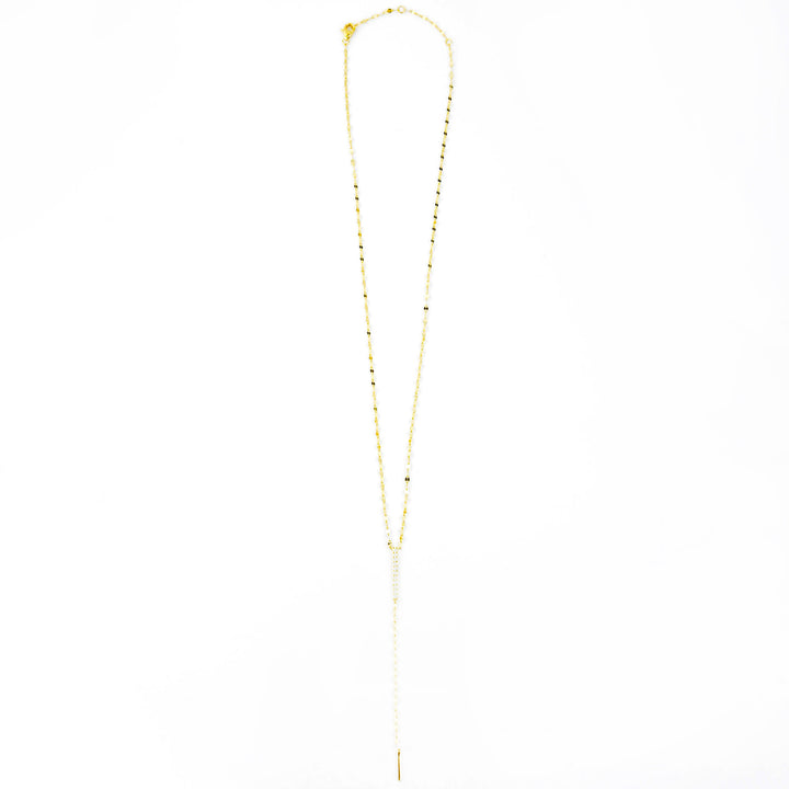 Diamond and Chain Lariat 14k Yellow Gold Necklace - Goldmakers Fine Jewelry