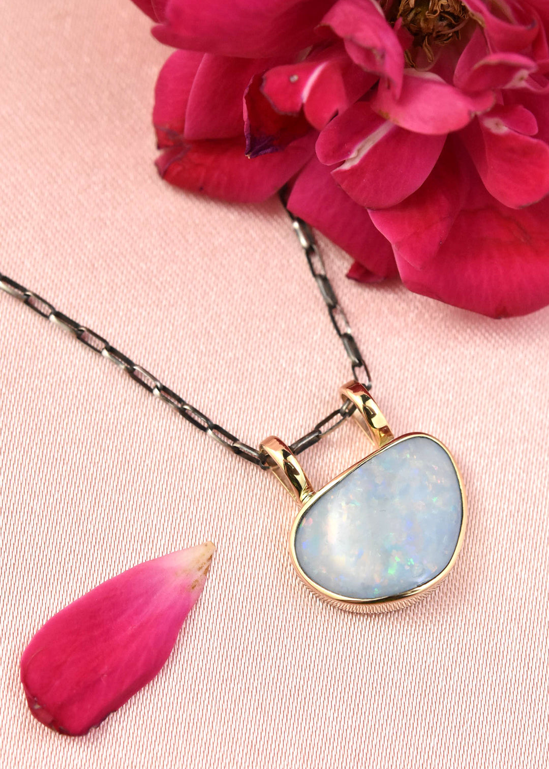 Blue Opal Necklace in 14k Yellow Gold - Goldmakers Fine Jewelry
