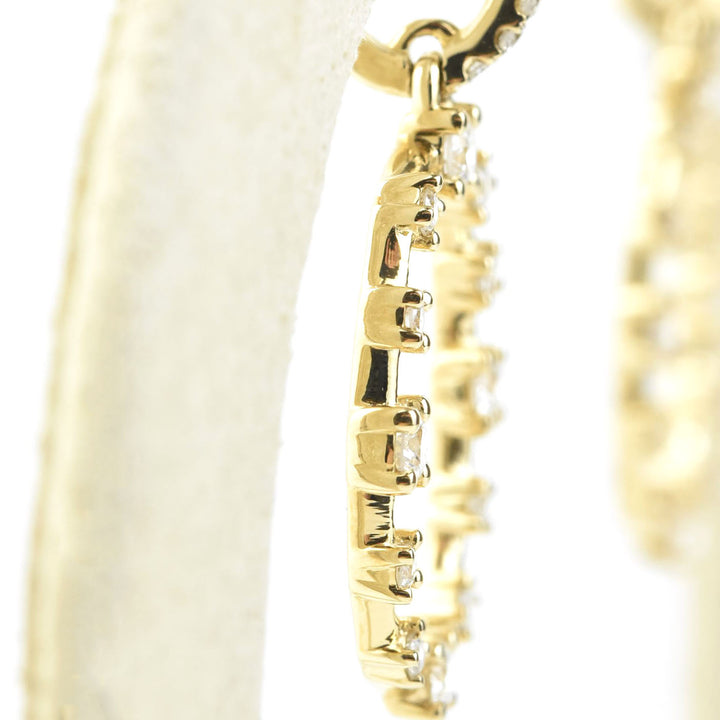 Diamond and 14k Yellow Gold Oval Dangle Earrings