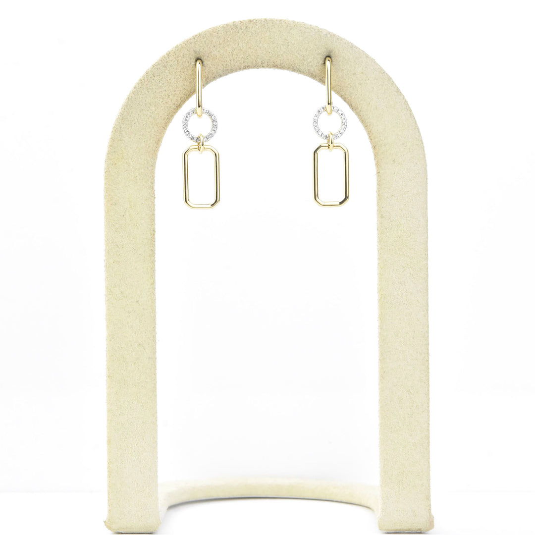 Yellow Gold and Pave Diamond Link Earrings
