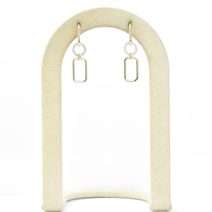 Yellow Gold and Pave Diamond Link Earrings