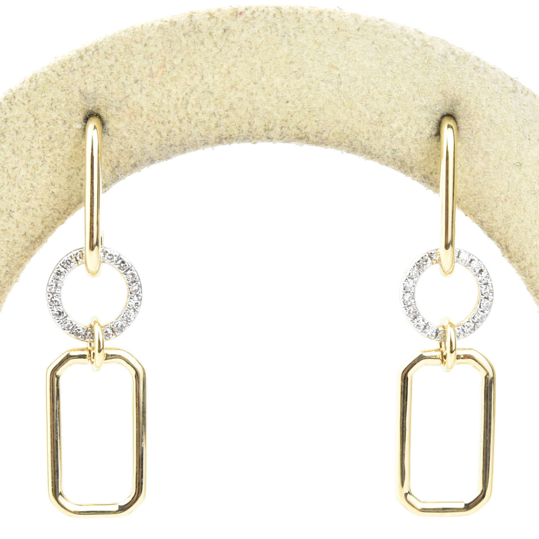 Yellow Gold and Pave Diamond Link Earrings
