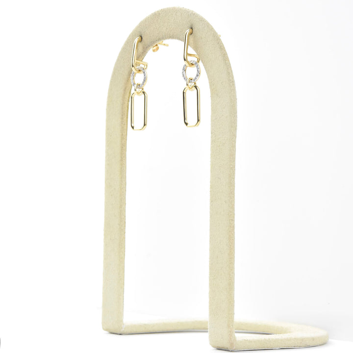 Yellow Gold and Pave Diamond Link Earrings