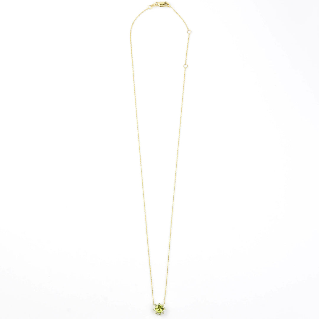 Peridot, Green Sapphire and Diamond Necklace 14k Gold - Goldmakers Fine Jewelry