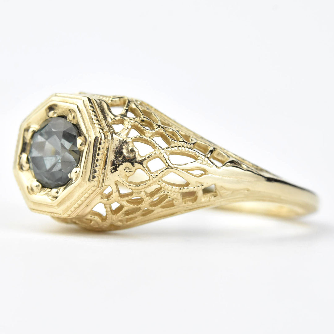Montana Sapphire Filigree Ring in 14k Yellow Gold - Goldmakers Fine Jewelry