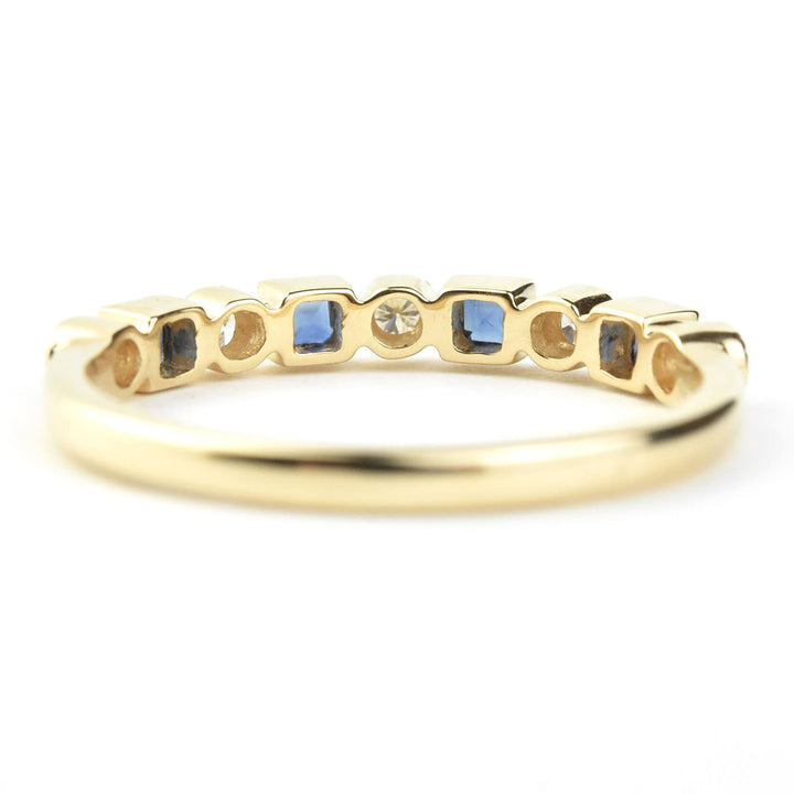 14k Yellow Gold Blue Sapphire & Diamond Band