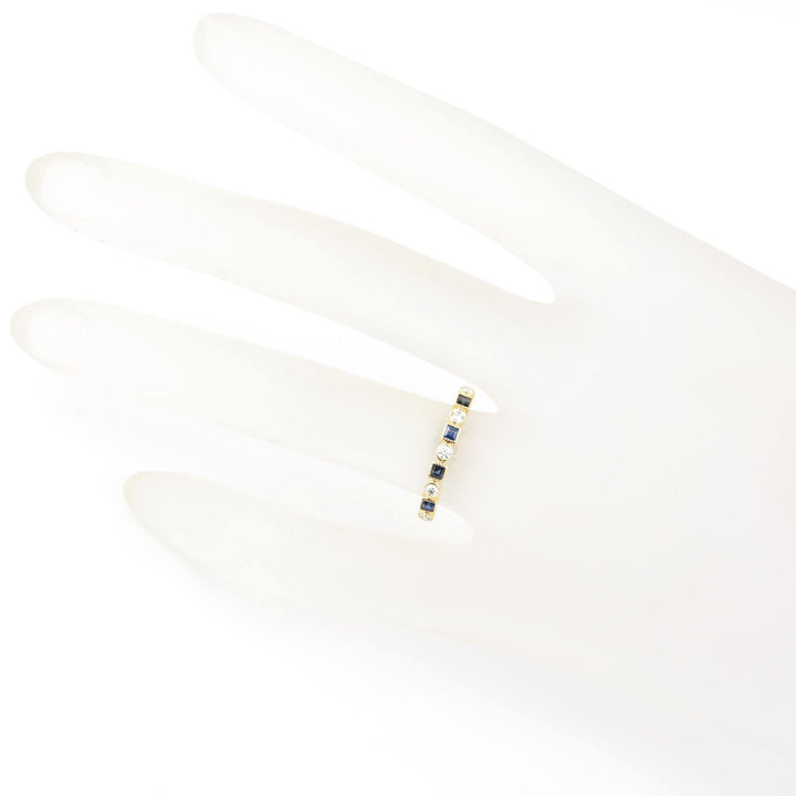 14k Yellow Gold Blue Sapphire & Diamond Band