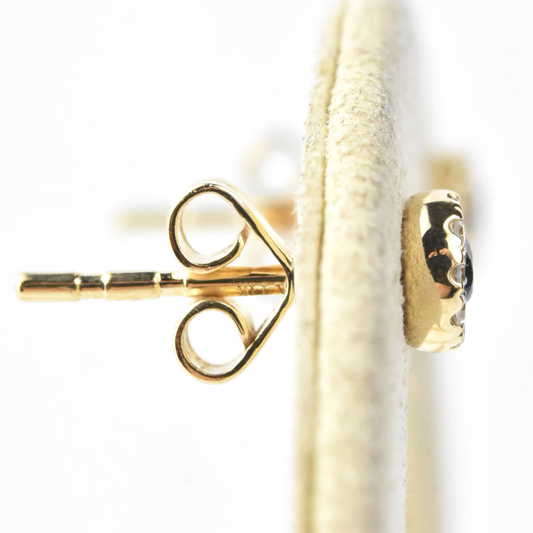 Sapphire and Diamond Halo Studs in 14k Yellow Gold