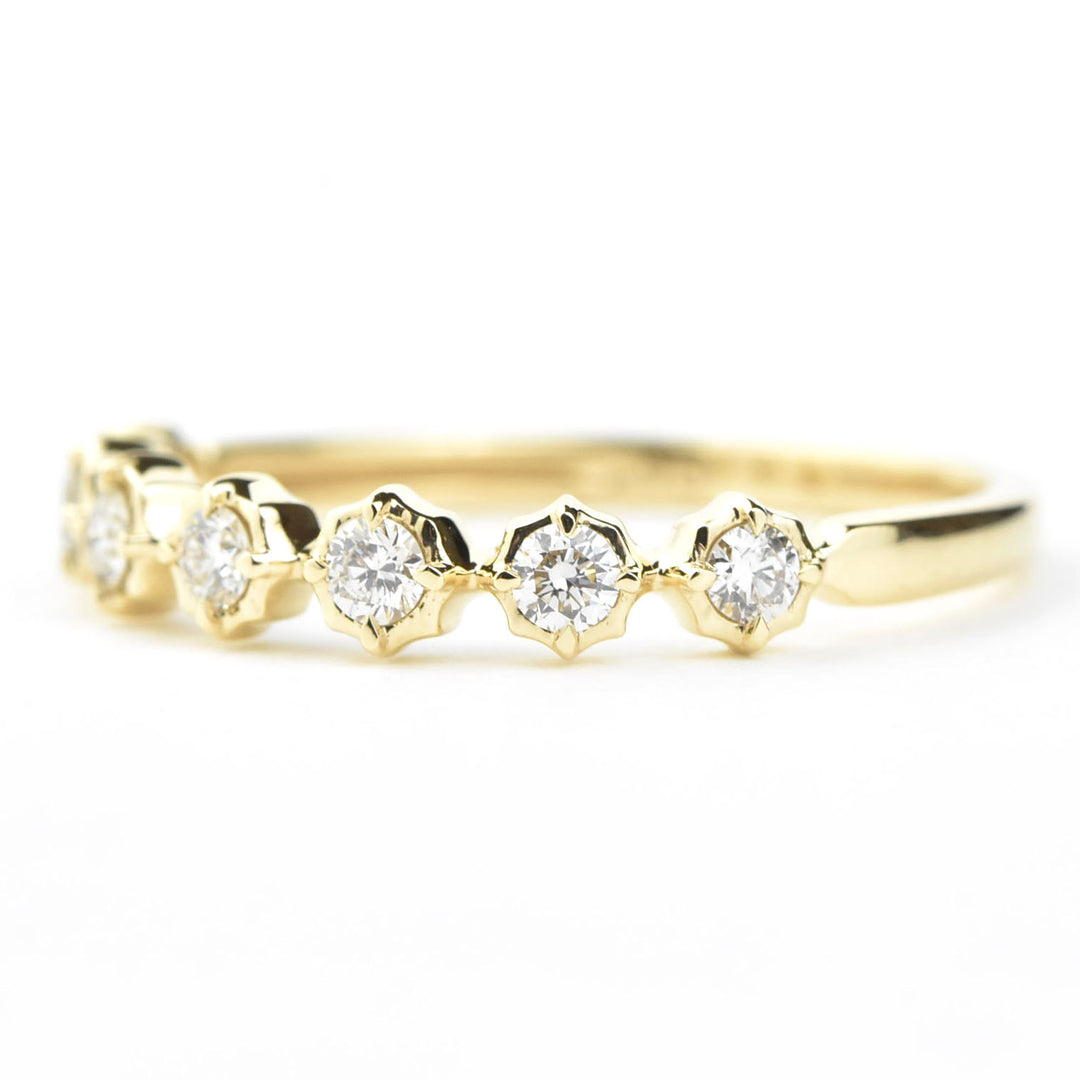 Scalloped Bezel Diamond Bands, Rose and Yellow Gold - Goldmakers Fine Jewelry