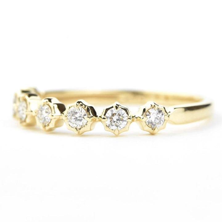 Scalloped Bezel Diamond Bands, Rose and Yellow Gold - Goldmakers Fine Jewelry