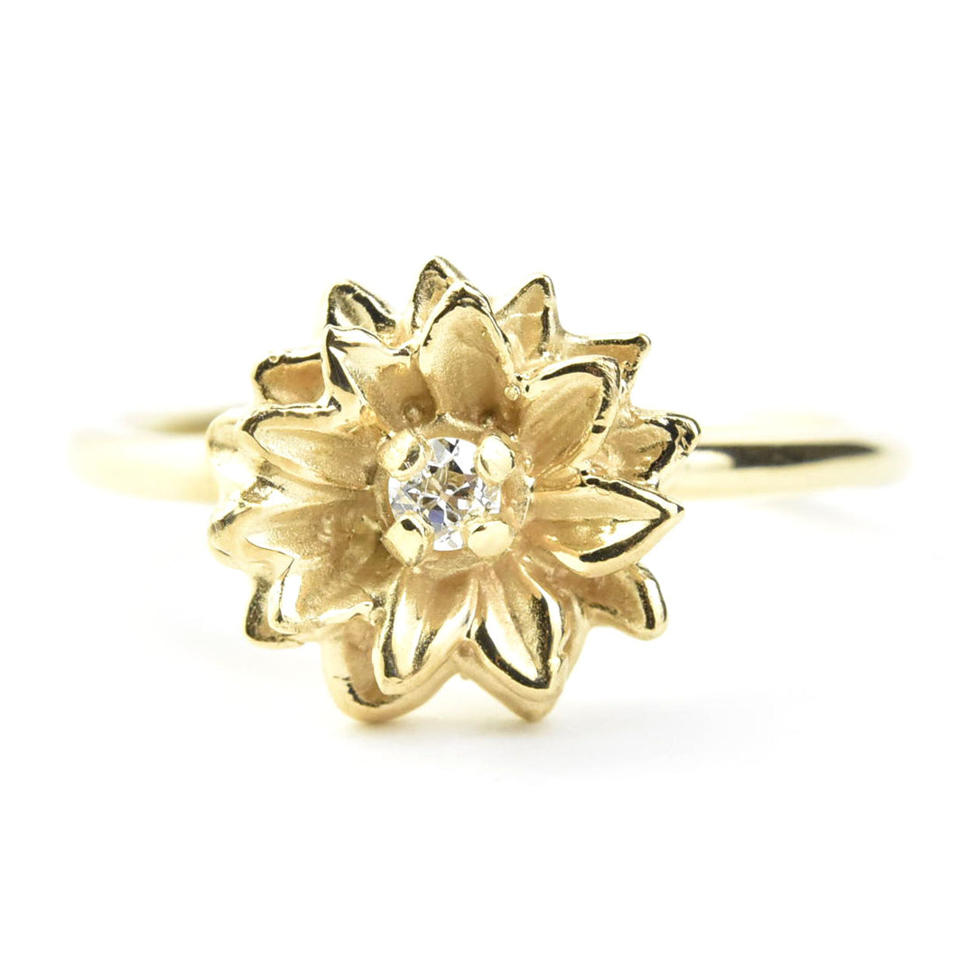 Diamond Sunflower Ring in Yellow Gold - Goldmakers Fine Jewelry