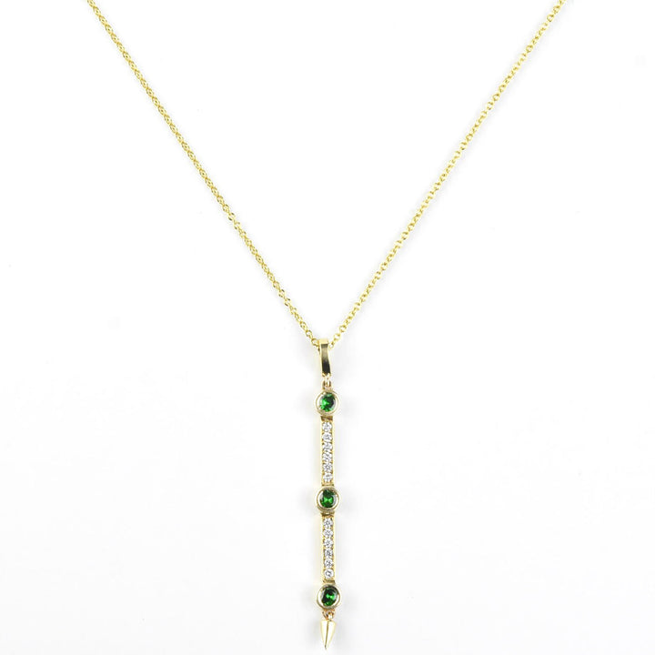 Tsavorite and Diamond Necklace in 14k Yellow Gold