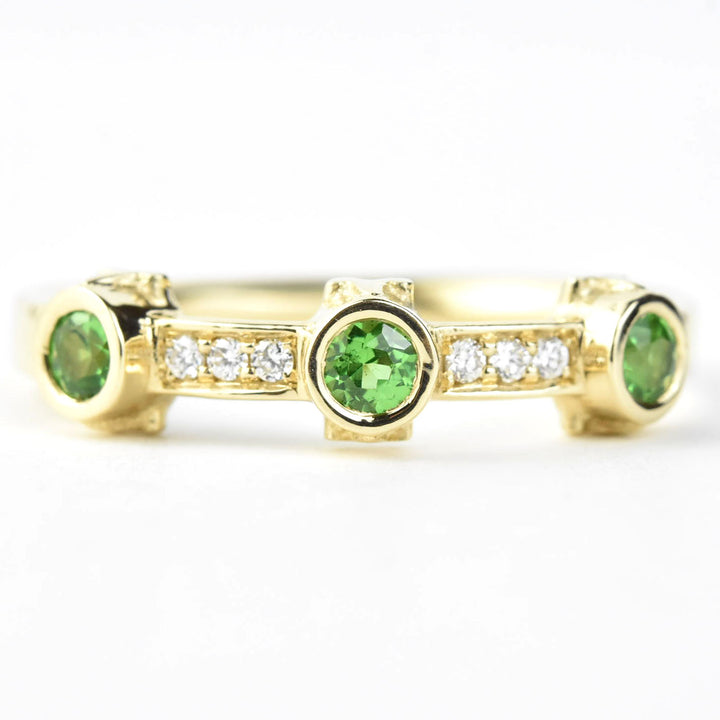 Tsavorite and Diamond Ring in 14k Yellow Gold