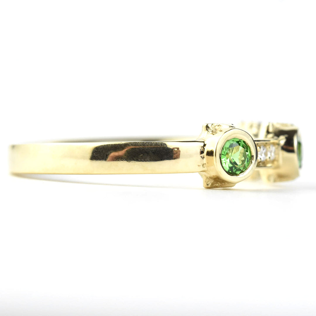 Tsavorite and Diamond Ring in 14k Yellow Gold