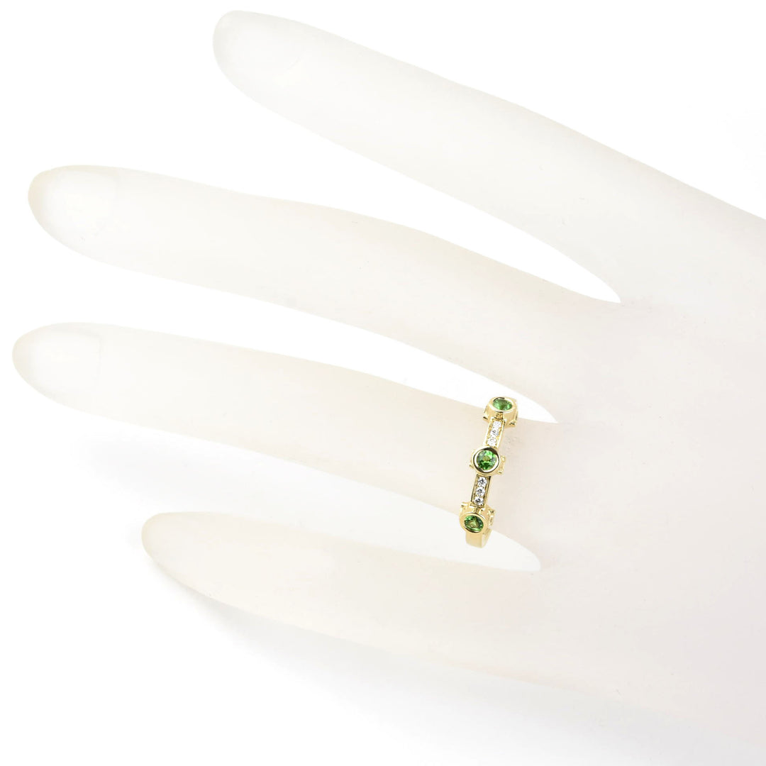 Tsavorite and Diamond Ring in 14k Yellow Gold