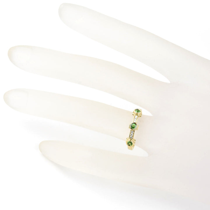 Tsavorite and Diamond Ring in 14k Yellow Gold