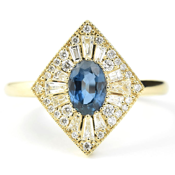 The Genevieve: Blue Sapphire & Diamond Engagement Ring