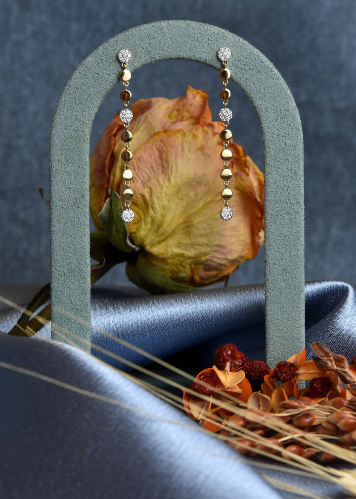 Diamond and 14k Yellow Gold Raindrop Earrings