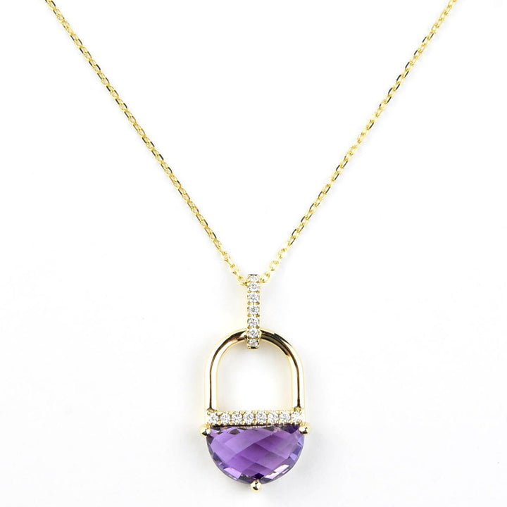 Amethyst and Diamond Necklace in 14k Gold