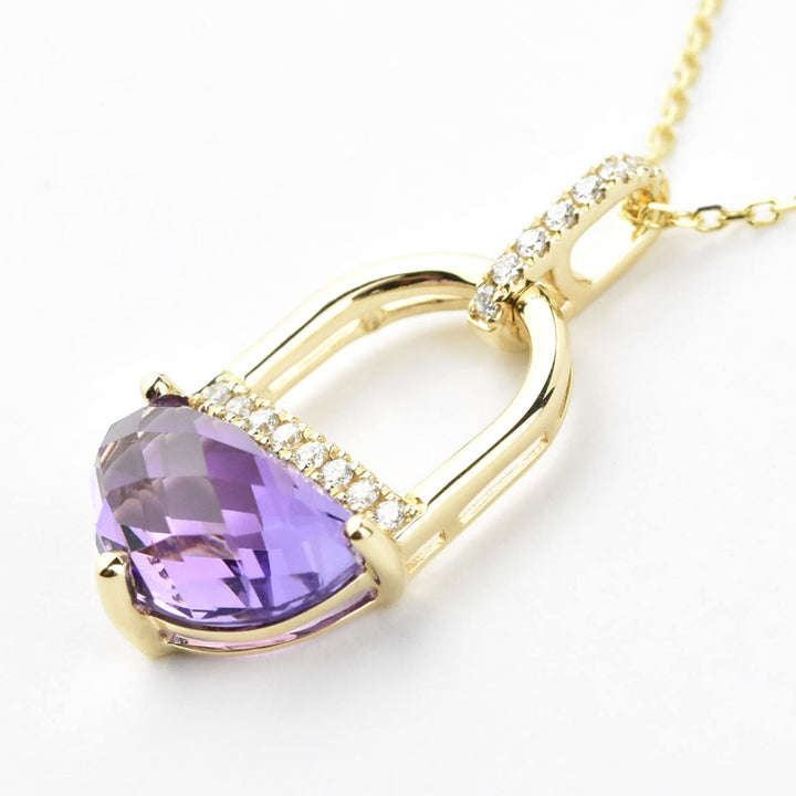 Amethyst and Diamond Necklace in 14k Gold