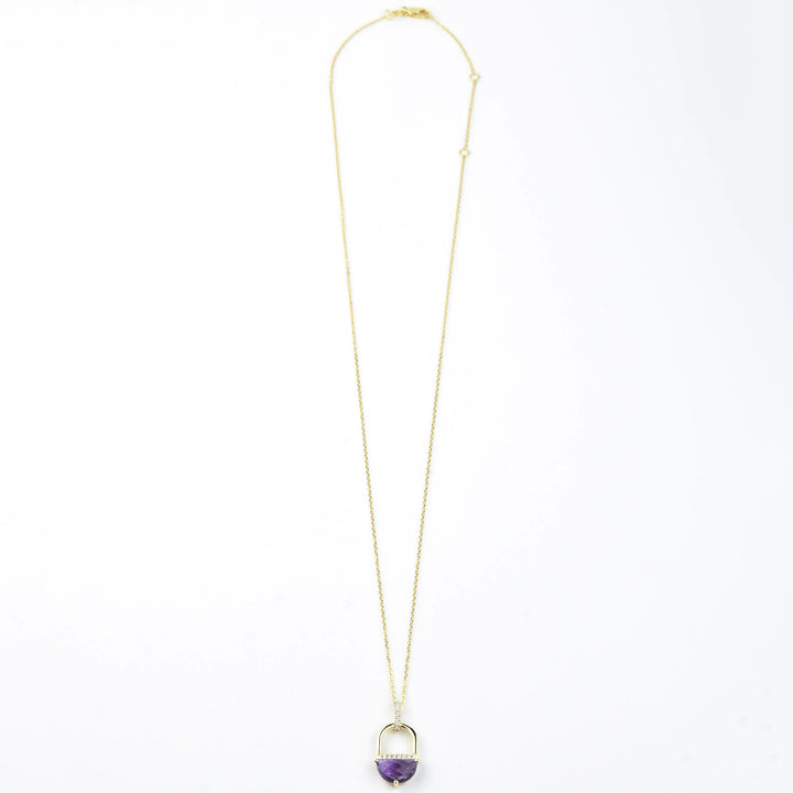 Amethyst and Diamond Necklace in 14k Gold