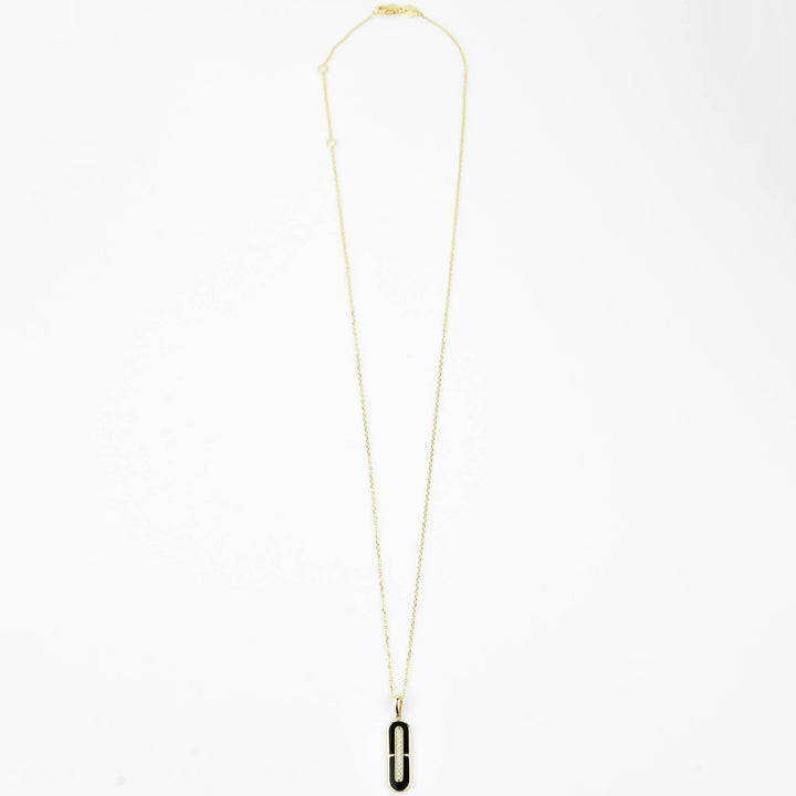 Black Onyx and Diamond Necklace in 14k Gold