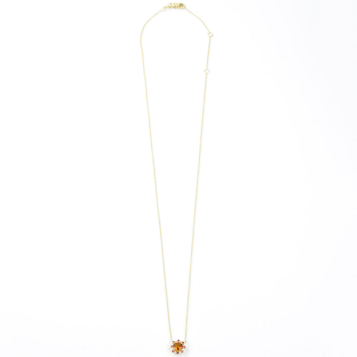 Citrine, Orange Sapphire and Diamond Necklace in 14k Gold