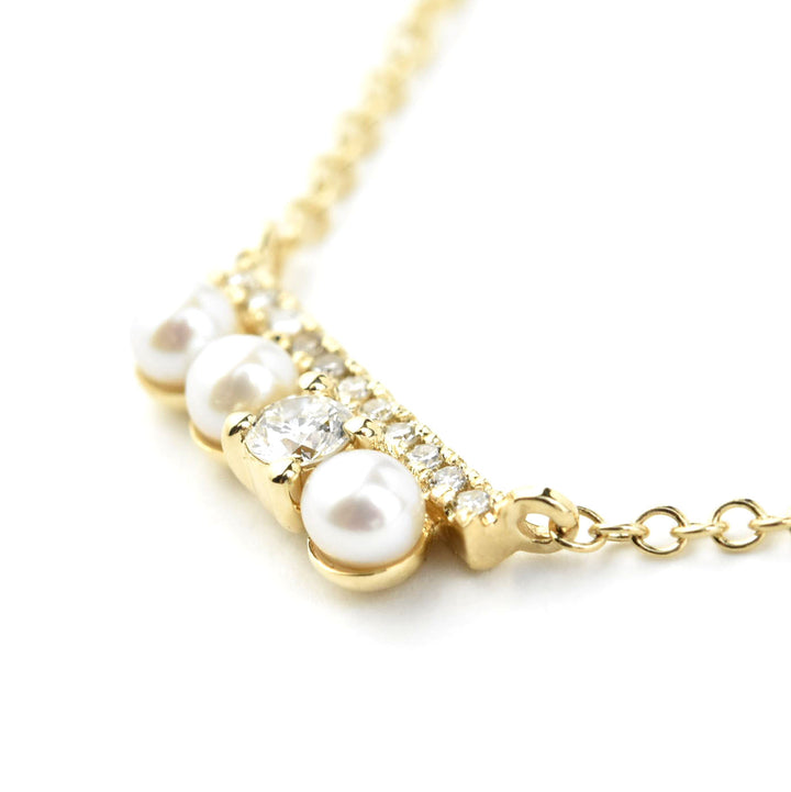 Diamond and Pearl Bar Necklace