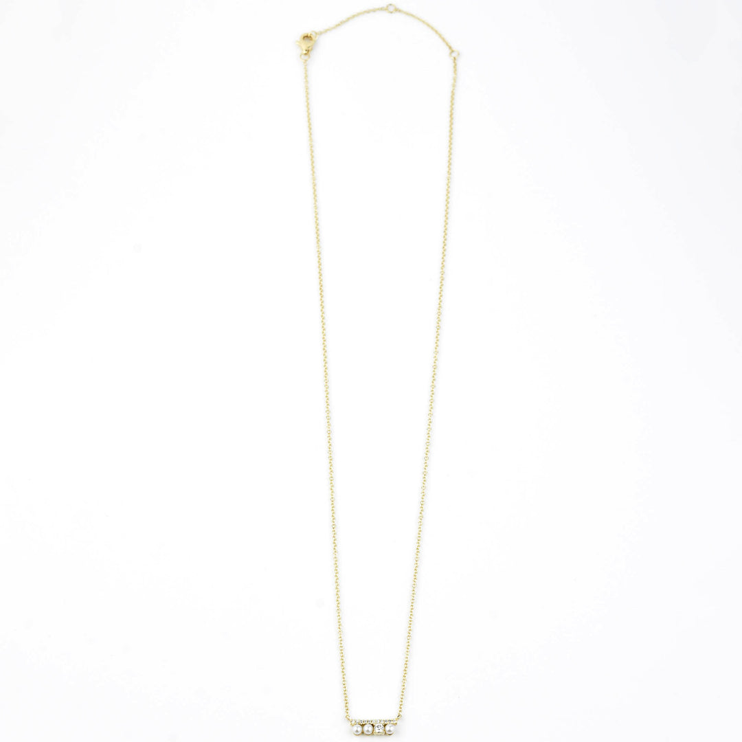 Diamond and Pearl Bar Necklace