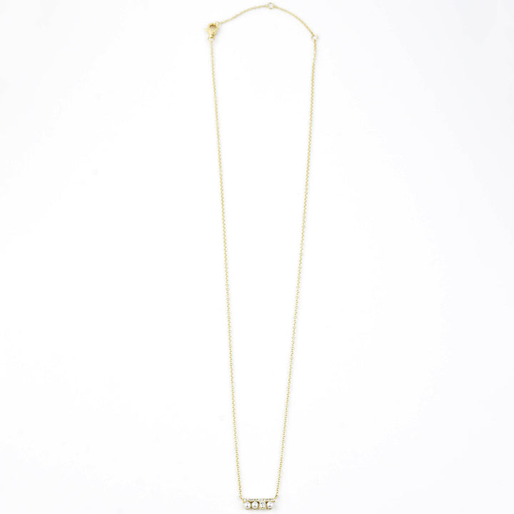 Diamond and Pearl Bar Necklace