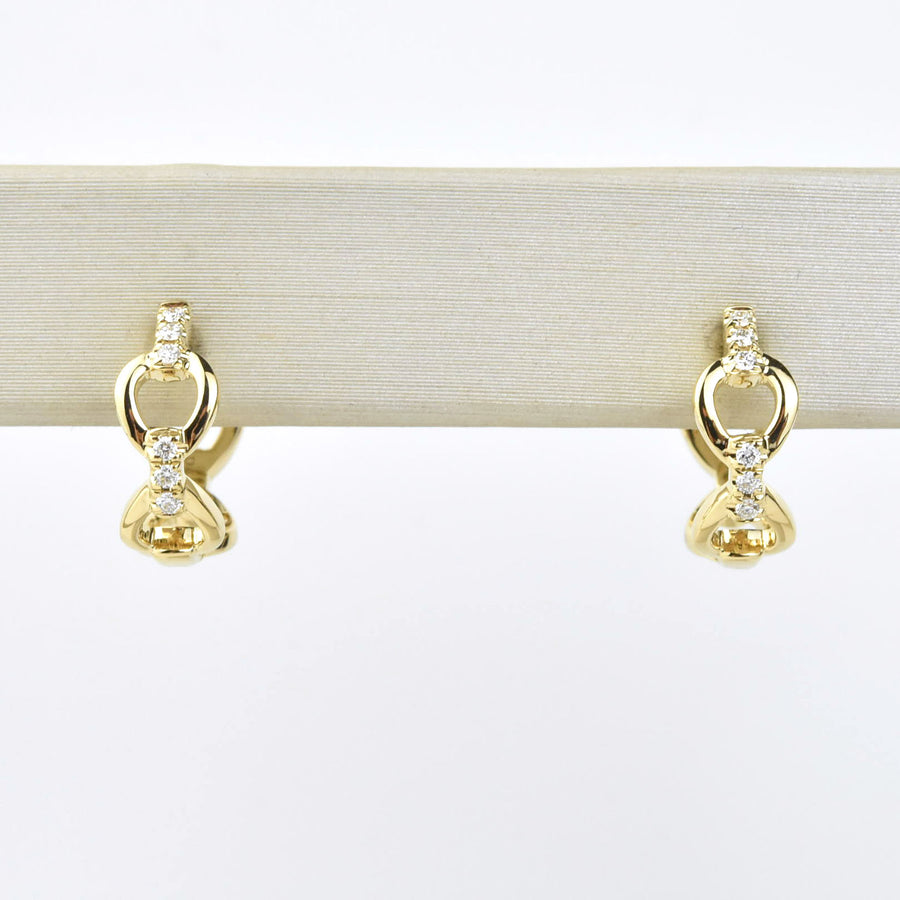 Yellow Gold and Diamond Link Huggies - Goldmakers Fine Jewelry