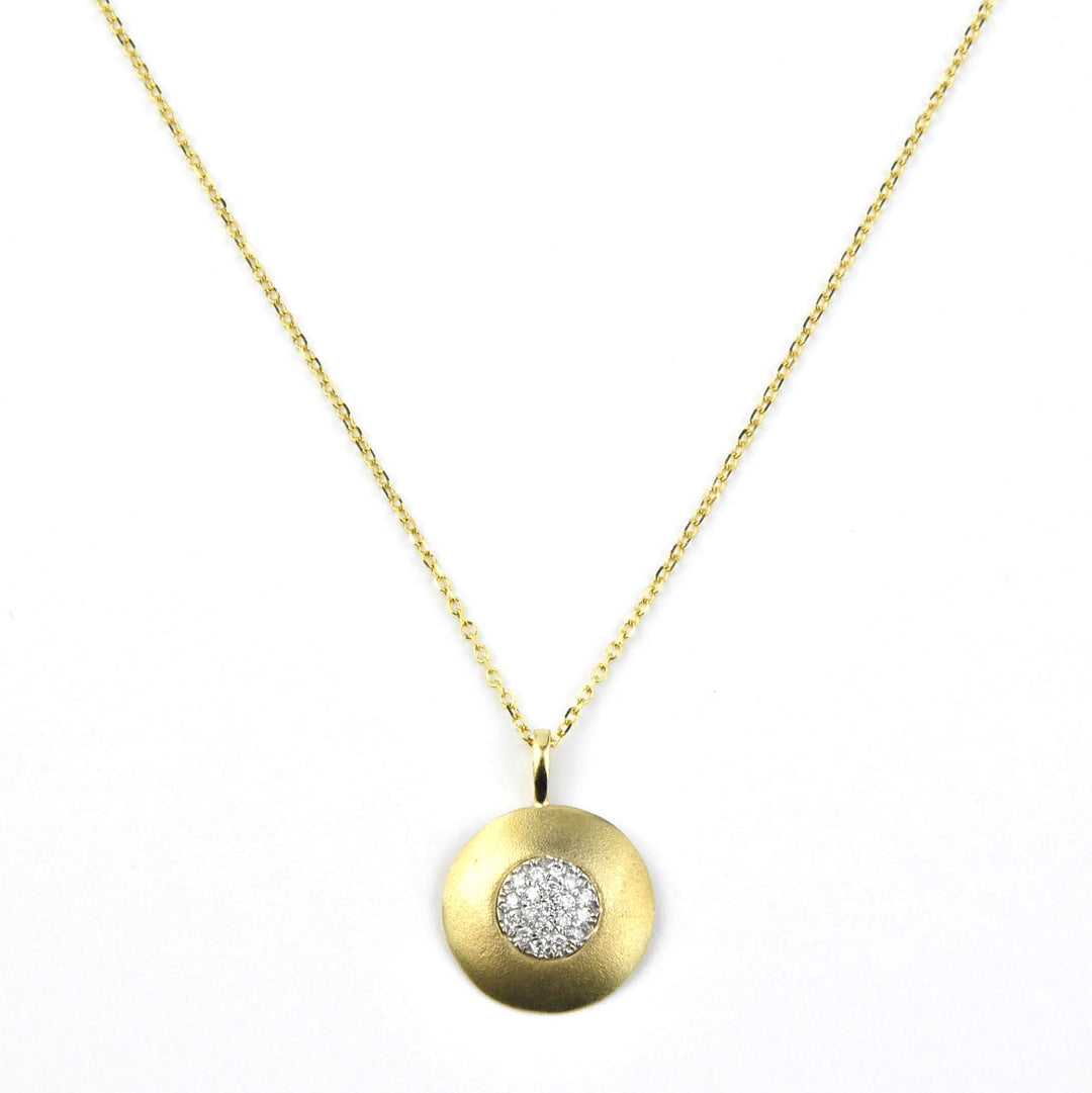 Diamond and 14k Yellow Gold Disc Necklace - Goldmakers Fine Jewelry