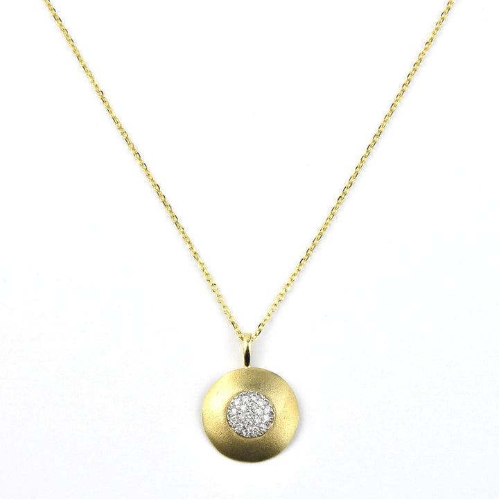 Diamond and 14k Yellow Gold Disc Necklace - Goldmakers Fine Jewelry