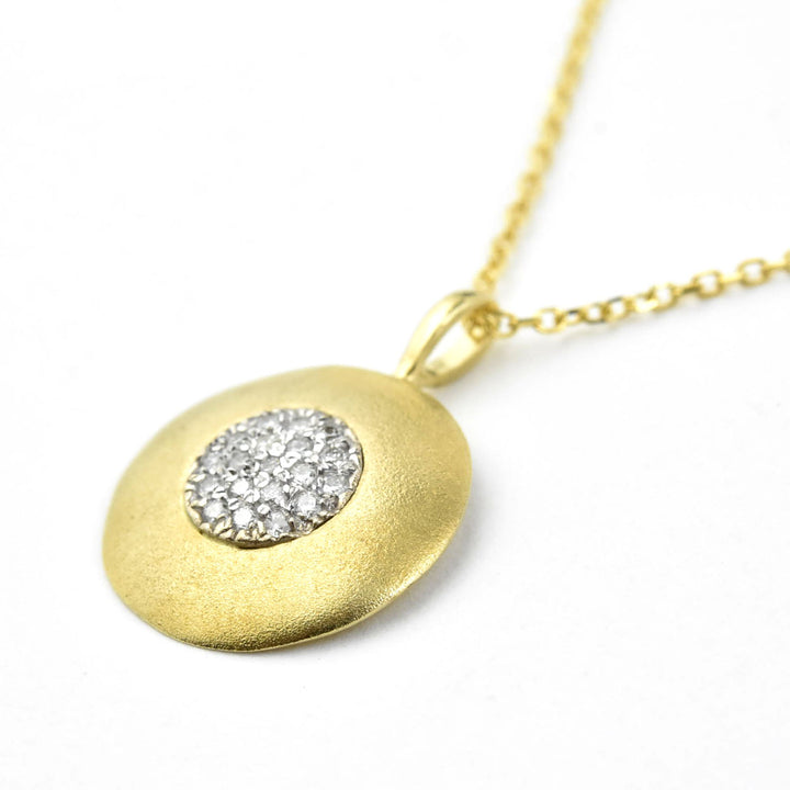 Diamond and 14k Yellow Gold Disc Necklace - Goldmakers Fine Jewelry