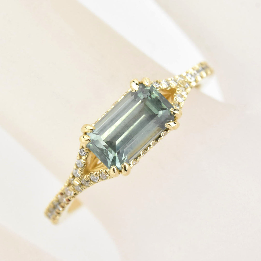 East West Montana Sapphire & Diamond Ring - Goldmakers Fine Jewelry