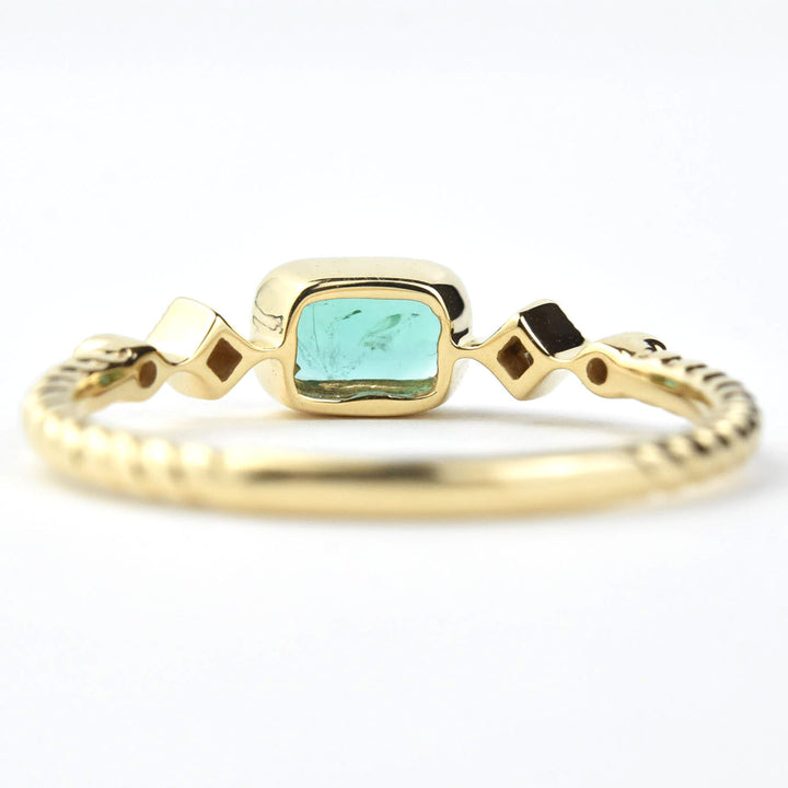 East-West Emerald and Diamond Ring In 14k Yellow Gold - Goldmakers Fine Jewelry