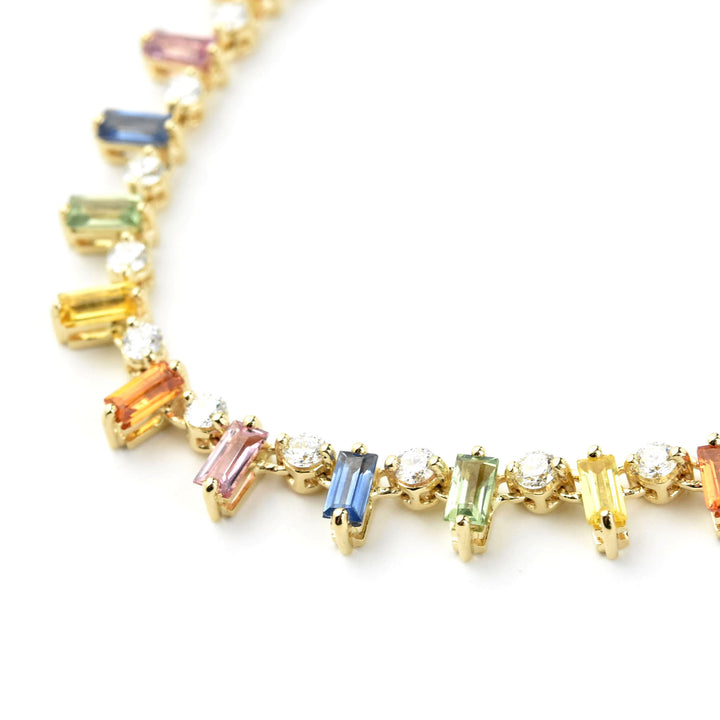 Exquisite Rainbow Sapphire and Diamond Necklace