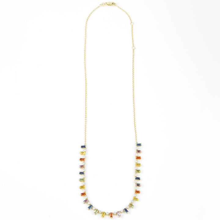 Exquisite Rainbow Sapphire and Diamond Necklace