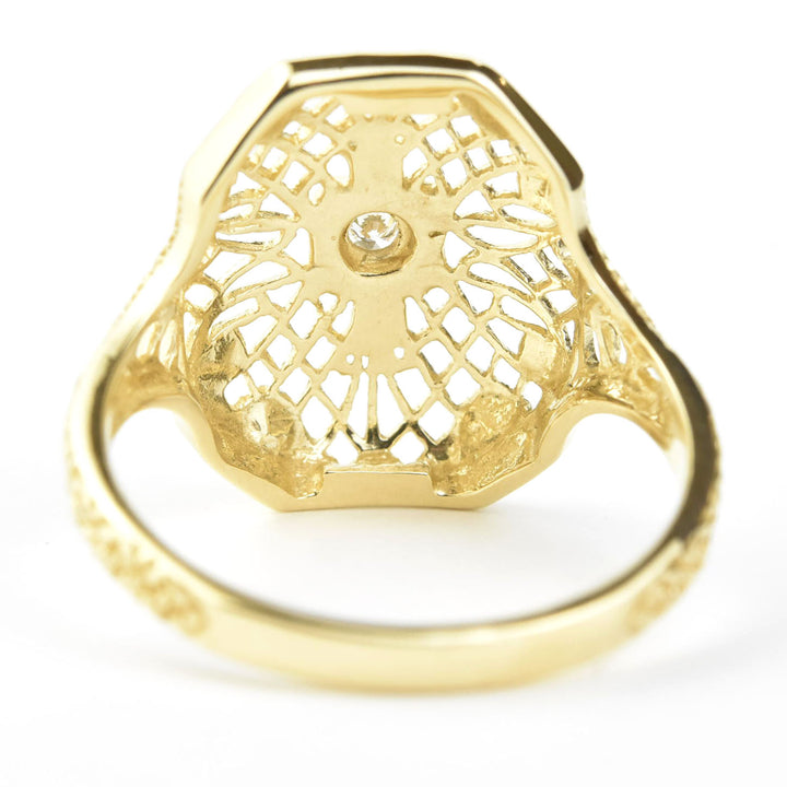 Filigree Ring in 14k Yellow Gold with Diamond