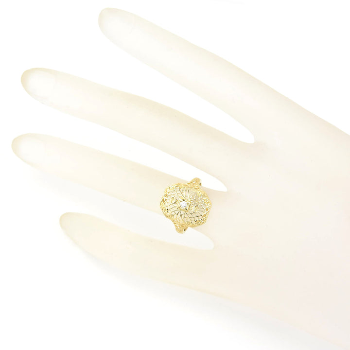 Filigree Ring in 14k Yellow Gold with Diamond