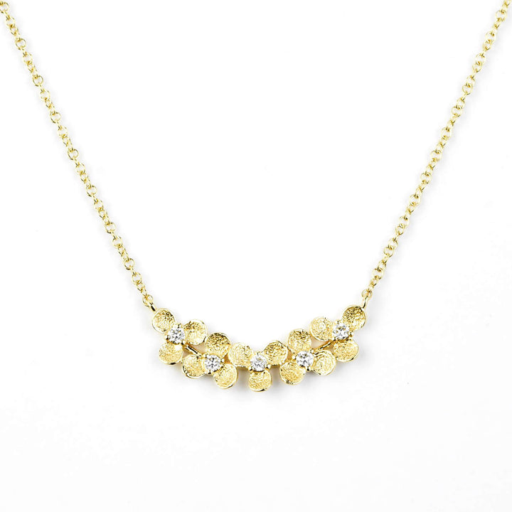 Flower Bar Necklace in 14k Yellow Gold with Diamonds