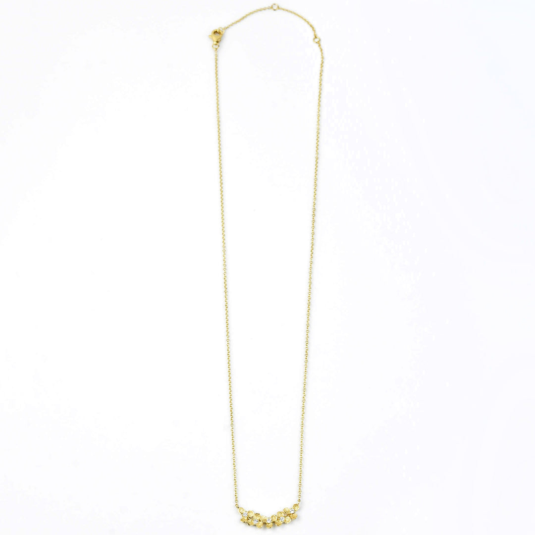 Flower Bar Necklace in 14k Yellow Gold with Diamonds